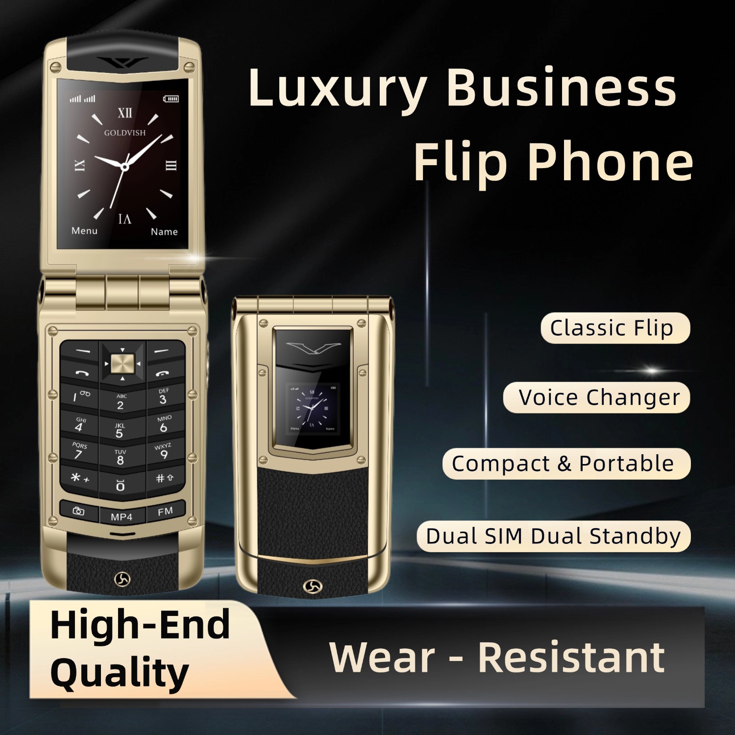 Telefone flip de metal luxuoso - Tft Display 2.4 avaliação e preço